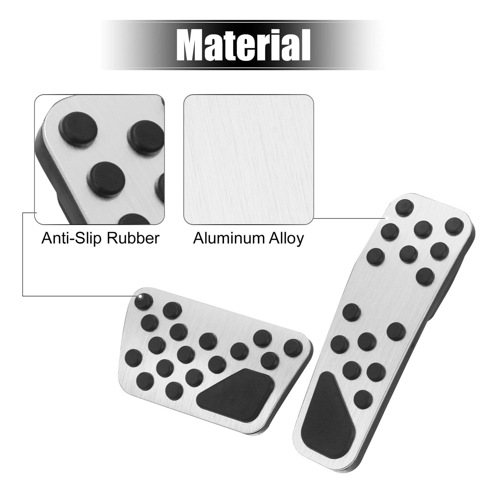 X AUTOHAUX 1 Set Anti Slip Aluminum Alloy Brake and 6.10″x2.05″, Silver Tone