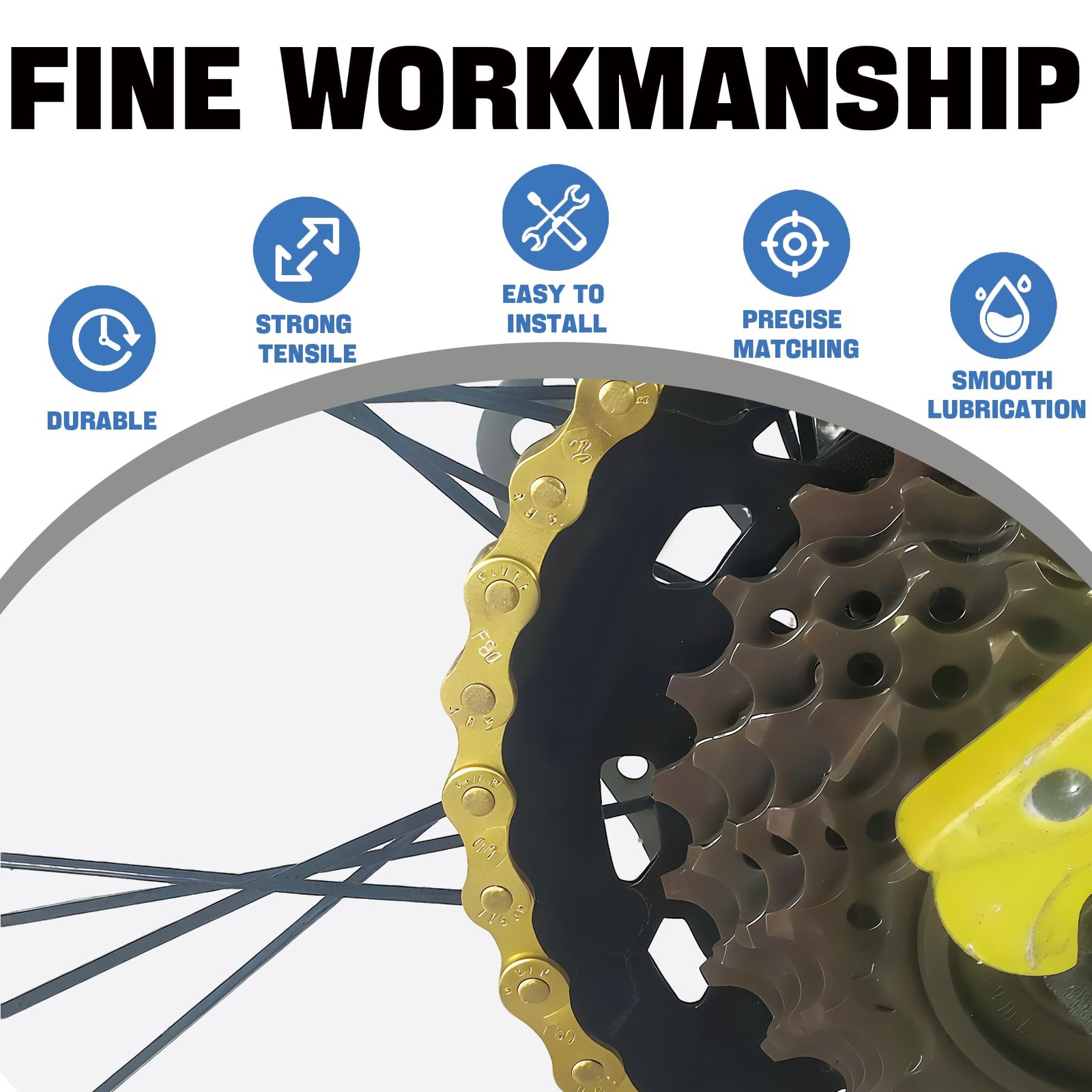 6 7 8 Speed Bike Chain HeavyDuty Steel for Road Mountain Bikes Gold 116 Links