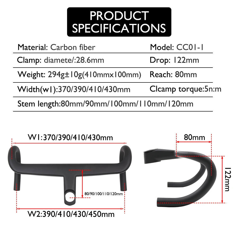 Carbon Grave Integrated Road Handlebar for C68/V5Rs/V4Rs 370-430mm with Mount