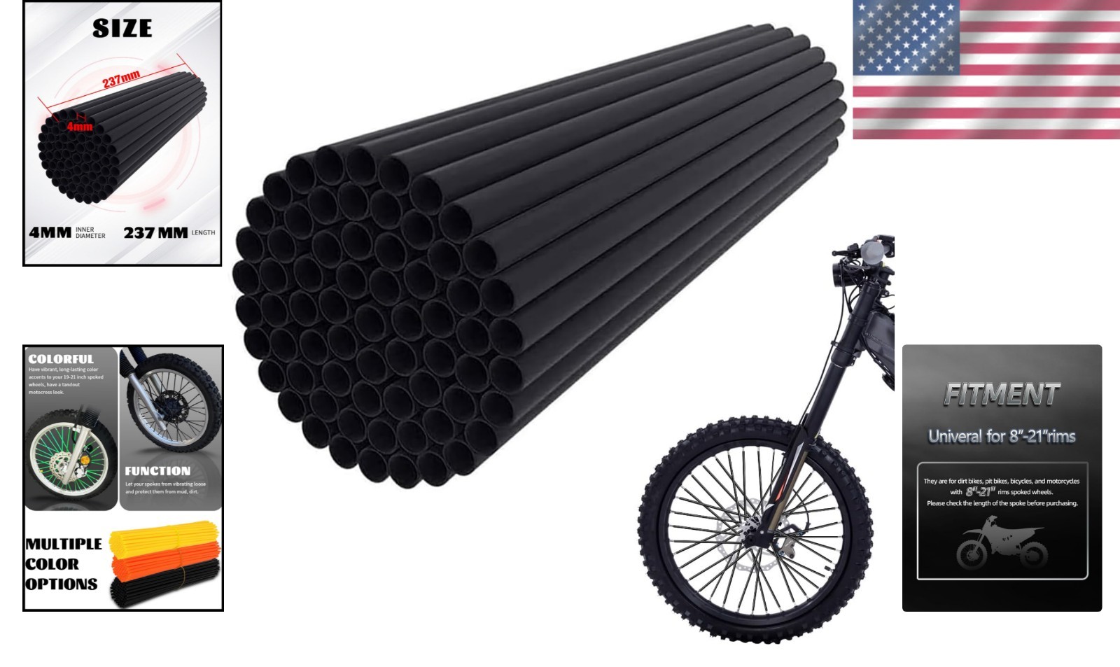Protective 72Pcs Spoke Wraps – Custom Styles for 8″-21″ E-Bike and Dirt Bikes