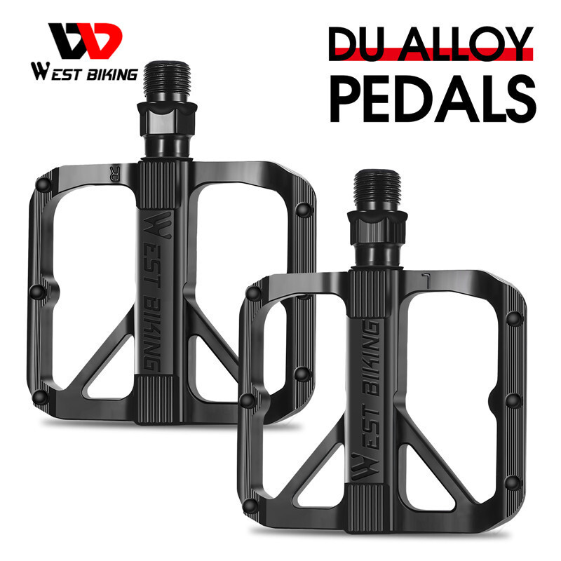 WEST BIKING Ultralight Double DU Bearing Alloy MTB Road Bike Flat Pedals 9/16″