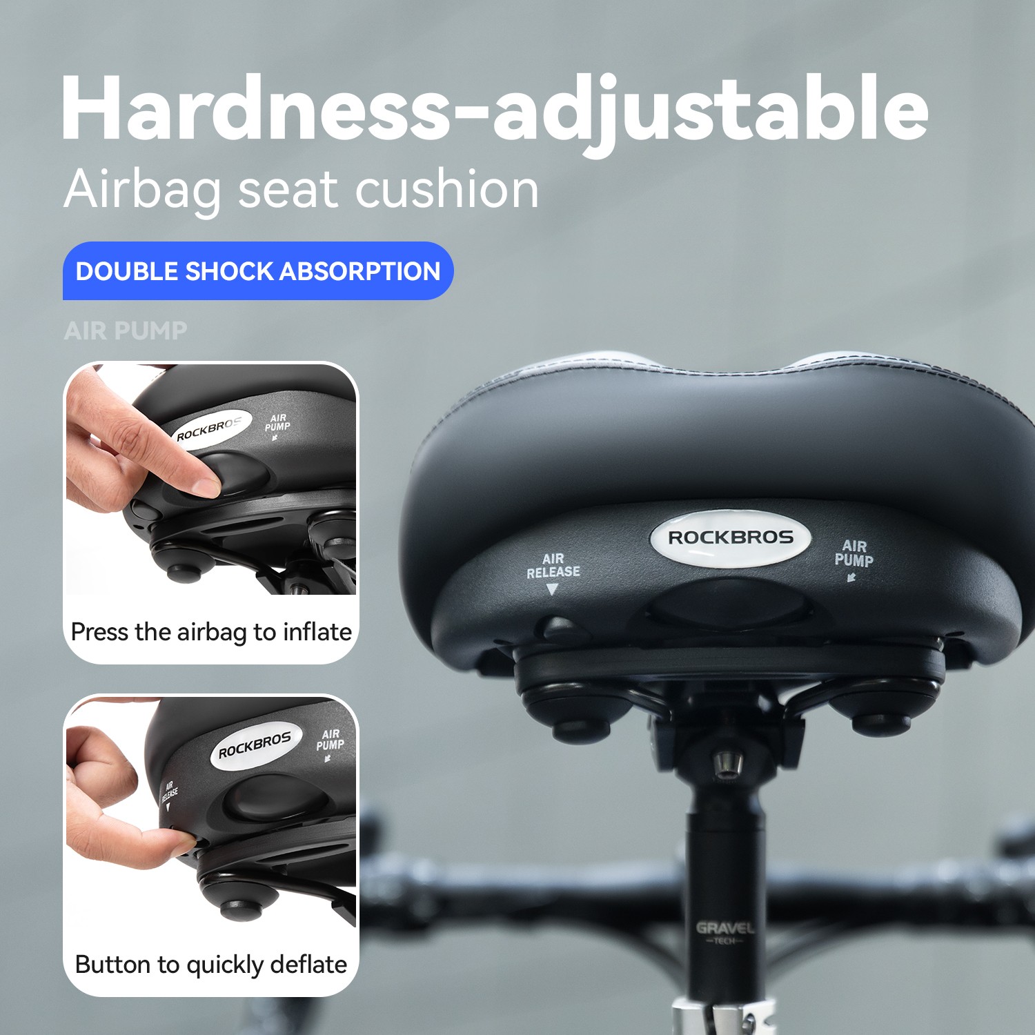 ROCKBROS Bicycle Inflatable Saddle Shock-Absorbing Comfortable Seat Cushion