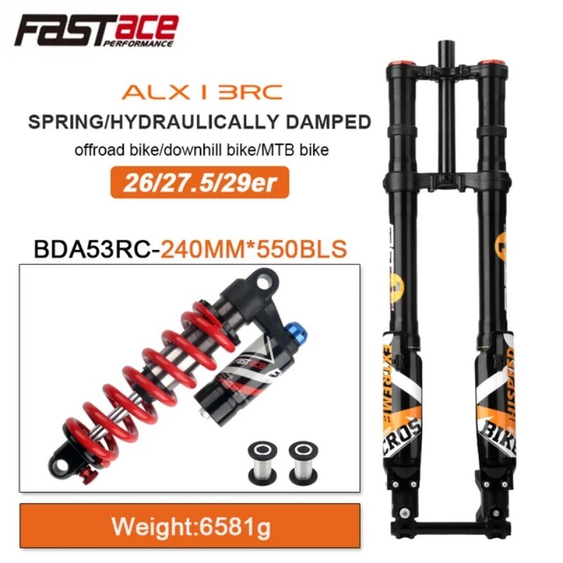 DH MTB Dirt Electric Bike Hydraulic Suspension Fork 26/27.5/29er Travel 200mm