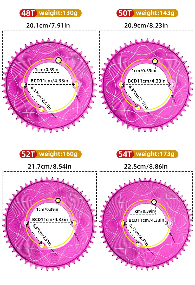 VXM 110BCD Chainring 40T-58T Bicycle Chainwheel 110BCD 4claws Bolt R7000 R8000