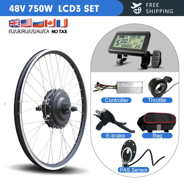 E-bike Conversion Kit 750W 48V Rear Cassette Brushless Gear Hub Motor Wheel