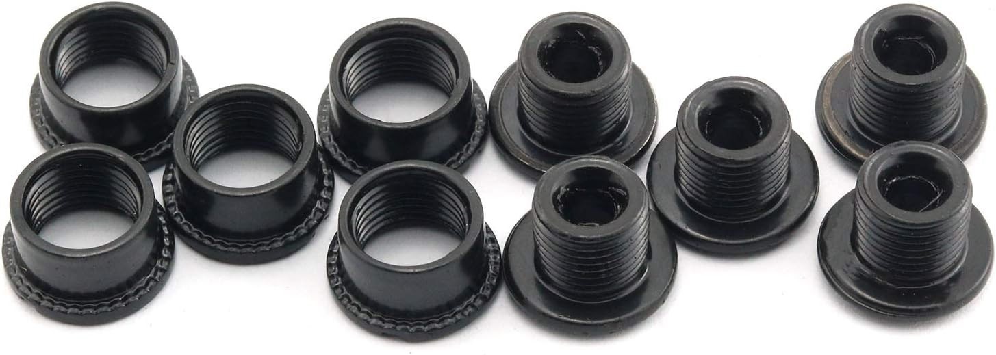 Durable MTB Chainring Fixing Bolts – Set of 5 Black 4.9mm High Strength Steel
