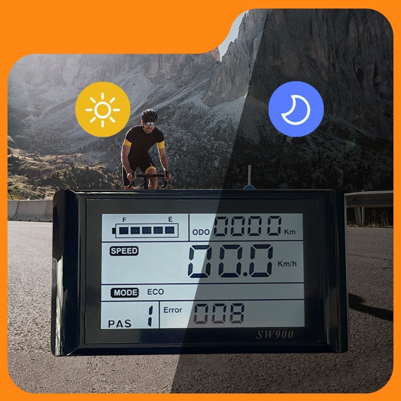 E-Bike SW900 LCD Display 24V/36V/48V/60V LCD Meter Panel Display WP Plug.