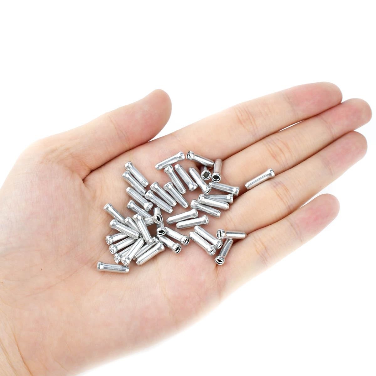 100 Pcs Bike Brake Cable End Caps Crimps Small, silver