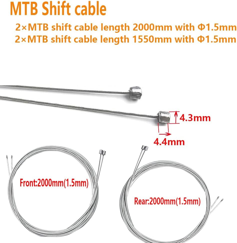 [4-PACK] Universal Bike Shifter Cable Kit – 1.2mm Galvanized Steel Derailleur…