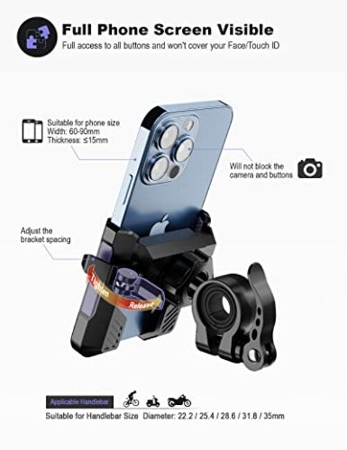 Bike Phone Mount【1S Quick Release】 Motorcycle Phone Mount Two Purple