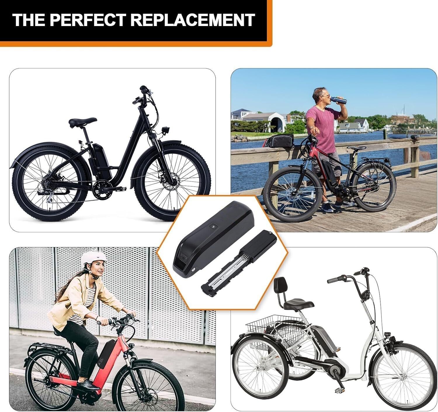 52V 48V 36V 20Ah Ebike Battery 20W-2000W Electric BIKE Black Lithium Battery