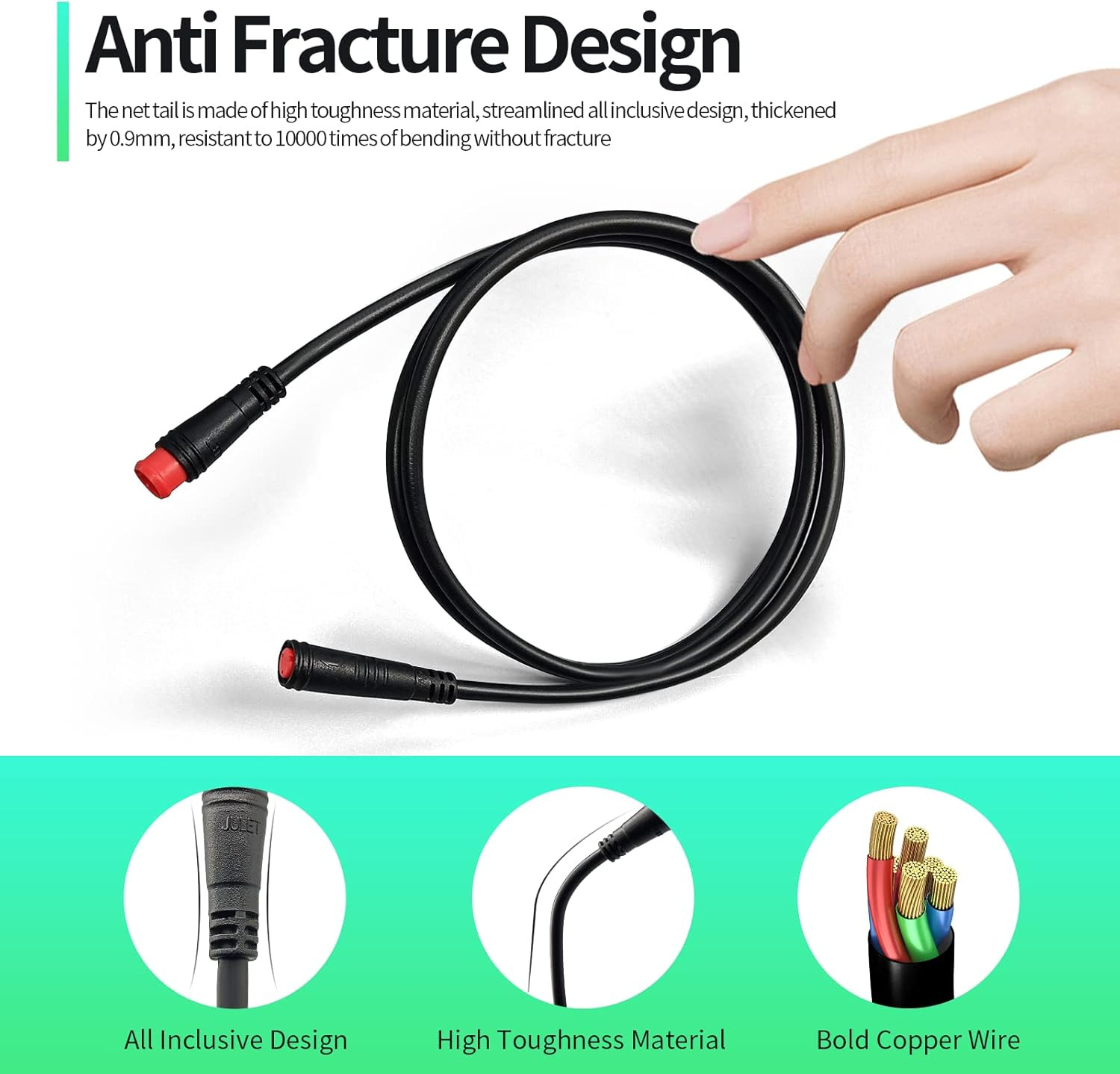 Ebike Extension Cable 2/3/4/5/6 Pin Waterproof Plug Female to Male for Electric