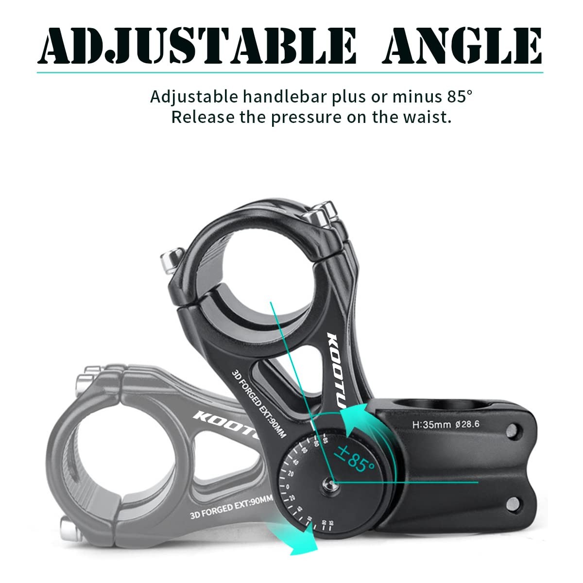 Adjustable Bike Stem, 28.6mm / 31.8mm Bike Handlebar Extender ±85 Degree Alum…
