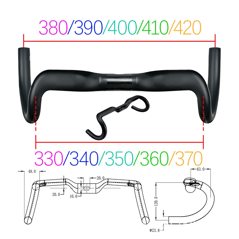 Carbon Fiber Rise Bar Road Bike Handlebar Gravel Bicycle Drop Bar 31.8mm Black