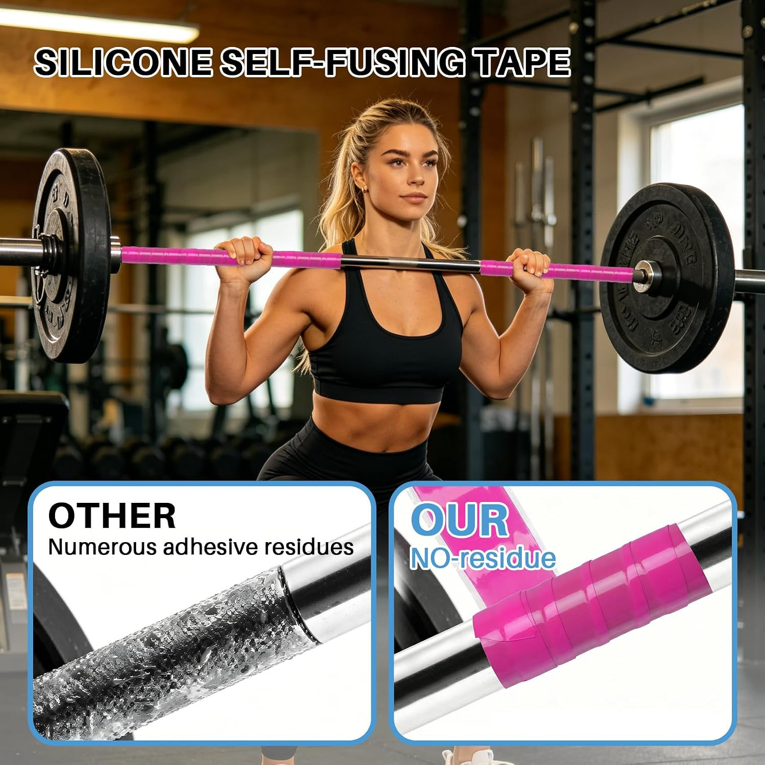 Silicone Grip Tape Rubber Pole Wrap Grip Tape with Residue-Free and Strong Grip