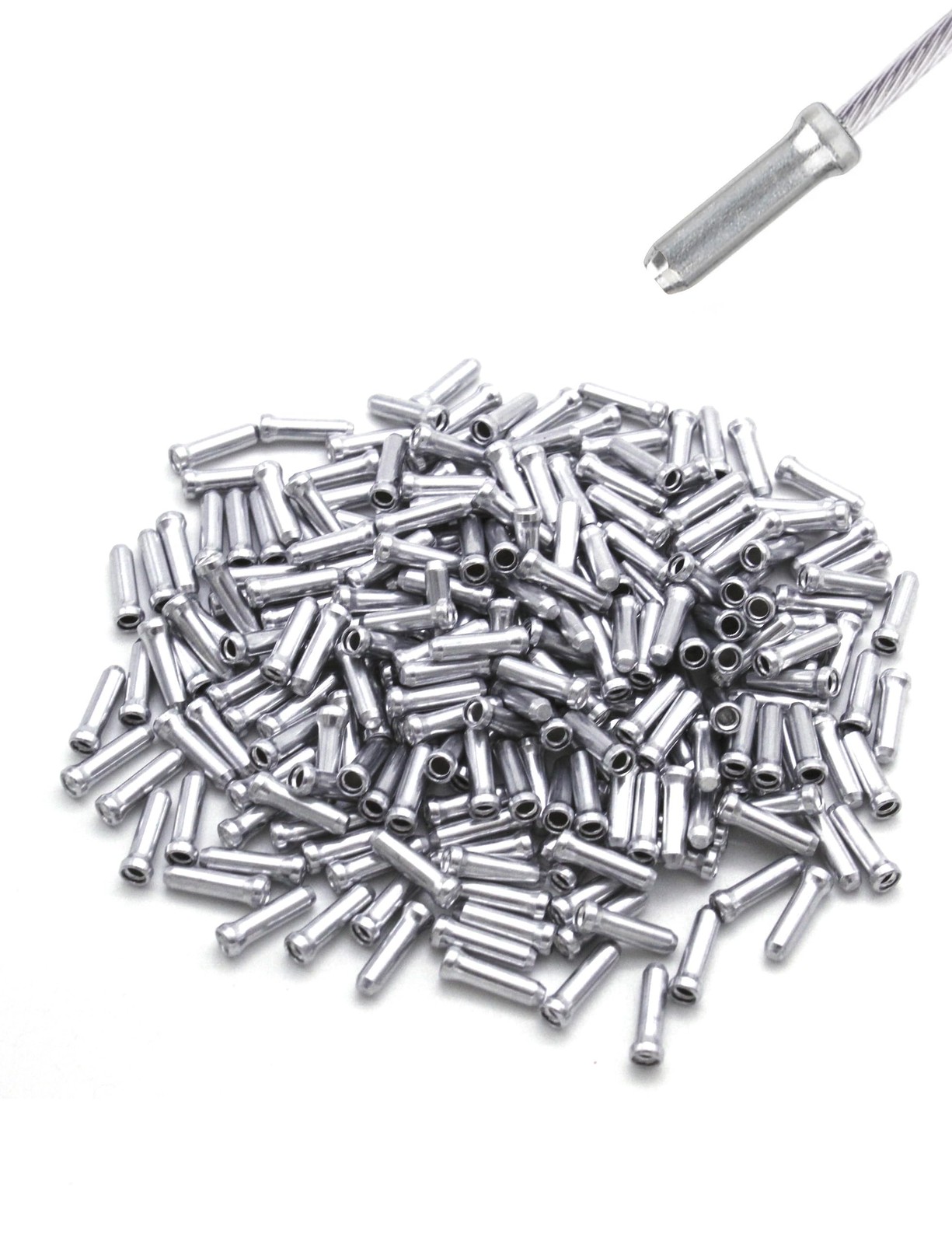 Bike Cable End Caps, Crimps, Alloy Brake Universal, 100PCS Silver