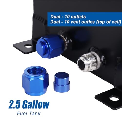 2.5 Gallon 10L Fuel Cell Tank with Cap and Level Sender Polished Aluminum