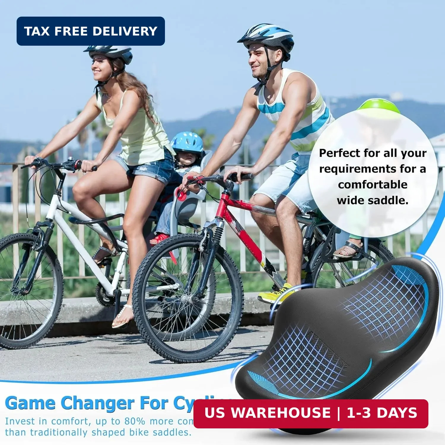 CDYWD Noseless Oversized Bike Seat for Men Women Comfort, Extra Wide Padded Bicy