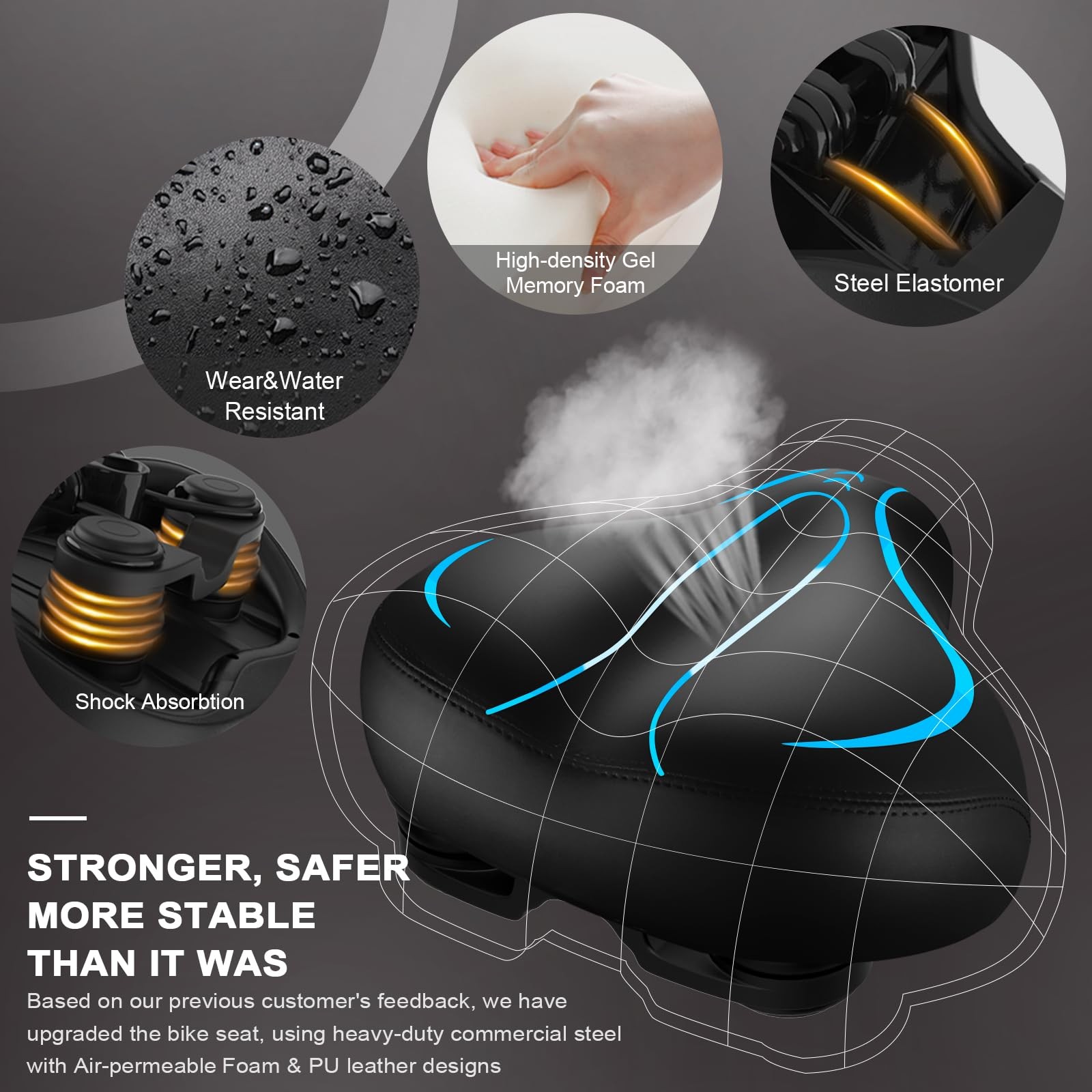 Bike Seat, Short Nose Most Comfortable Bicycle Seat, Breathable Moisture-Wick…