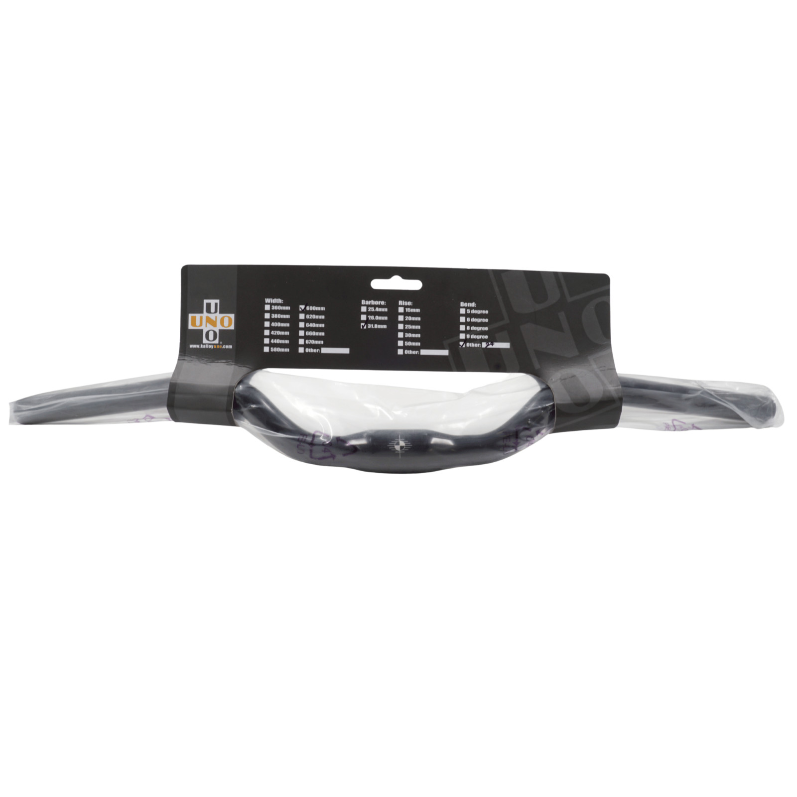 Kalloy Handlebar 45mm Rise Black MTB Hybrid Bike 31.8 clamp 600mm wide AL-078L
