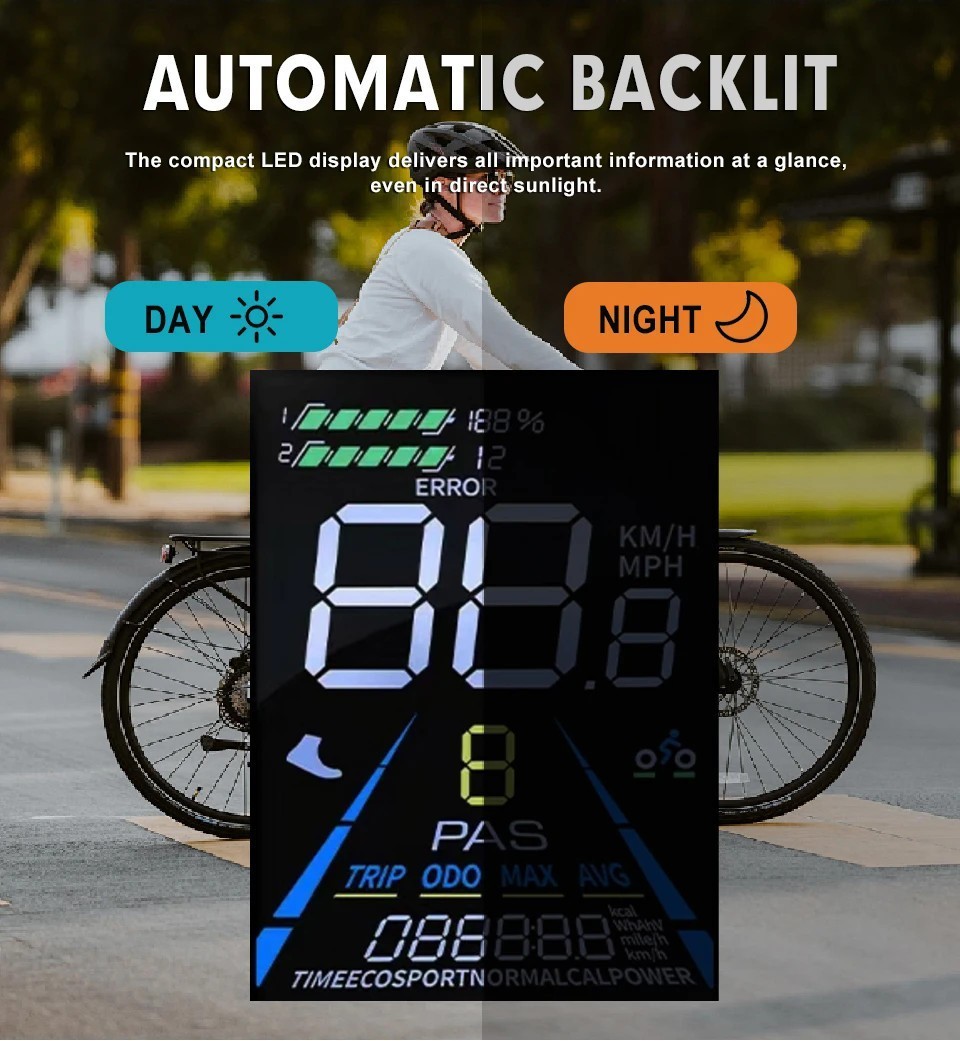 E-Bike LCD Display 24V-72V UART NFC Power Speed Meter Control Panel FS