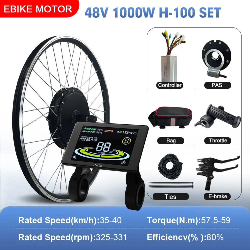 Electric Bike Conversion Kit 48V 1000W Brushless Rear Cassette Hub Motor Wheel
