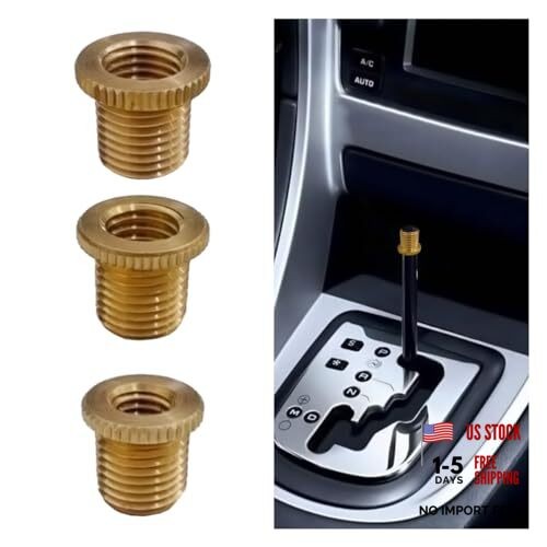 3PCS Car Shift Knob Adapters, M10 x 1.25, M10 x 1.5, M8 x 1.25 Brass Thread