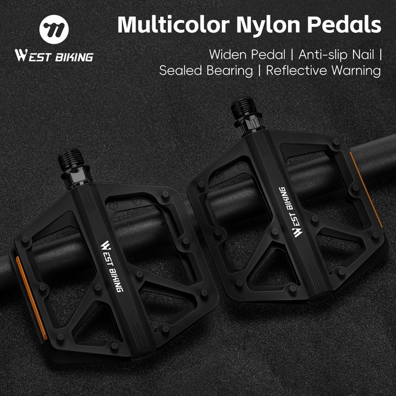WEST BIKING Nylon Bicycle Pedals DU Sealed Bearing 9/16″ Bike Flat Pedals A Pair