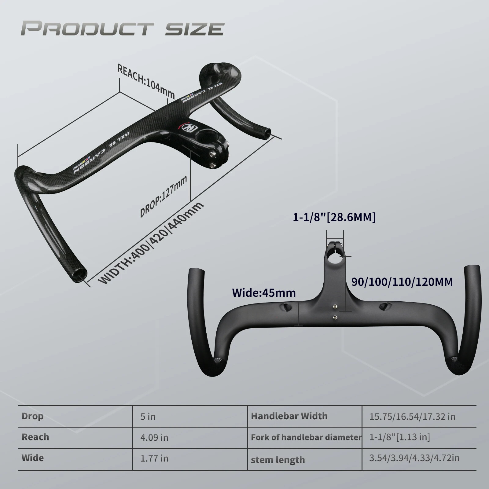 Carbon Road Bike Handlebar Integrated With Stem Internal Routing Drop Bar 28.6mm