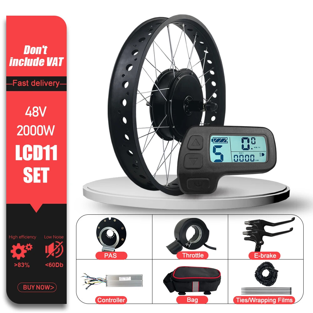 48V 2000W 4.0Tyre Hub Motor Wheel Dropout 190mm for Snow E-bike Conversion Kit