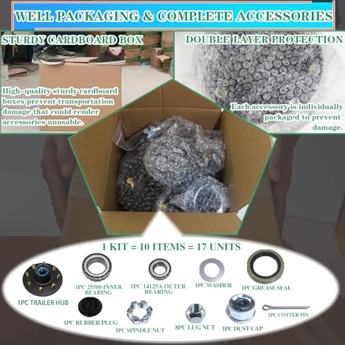 1 Sets 7000lbs Trailer Hub Kits 8 Bolt 6.5,Trailer Axle 8 Bolt 6.5 Trailer Hub