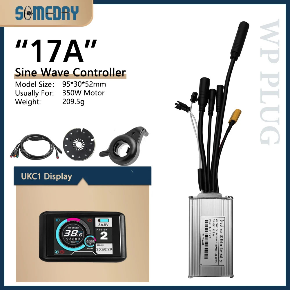 Ebike Three-Mode 17A-30A Sinewave Waterproof Controlle 24V-48V 250W-1000W Motor