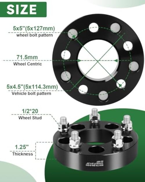 Wheel Adapters Convert for JK Wheels on TJ YJ KK XJ ZJ Vehicle, 5×4.5 to 5×5