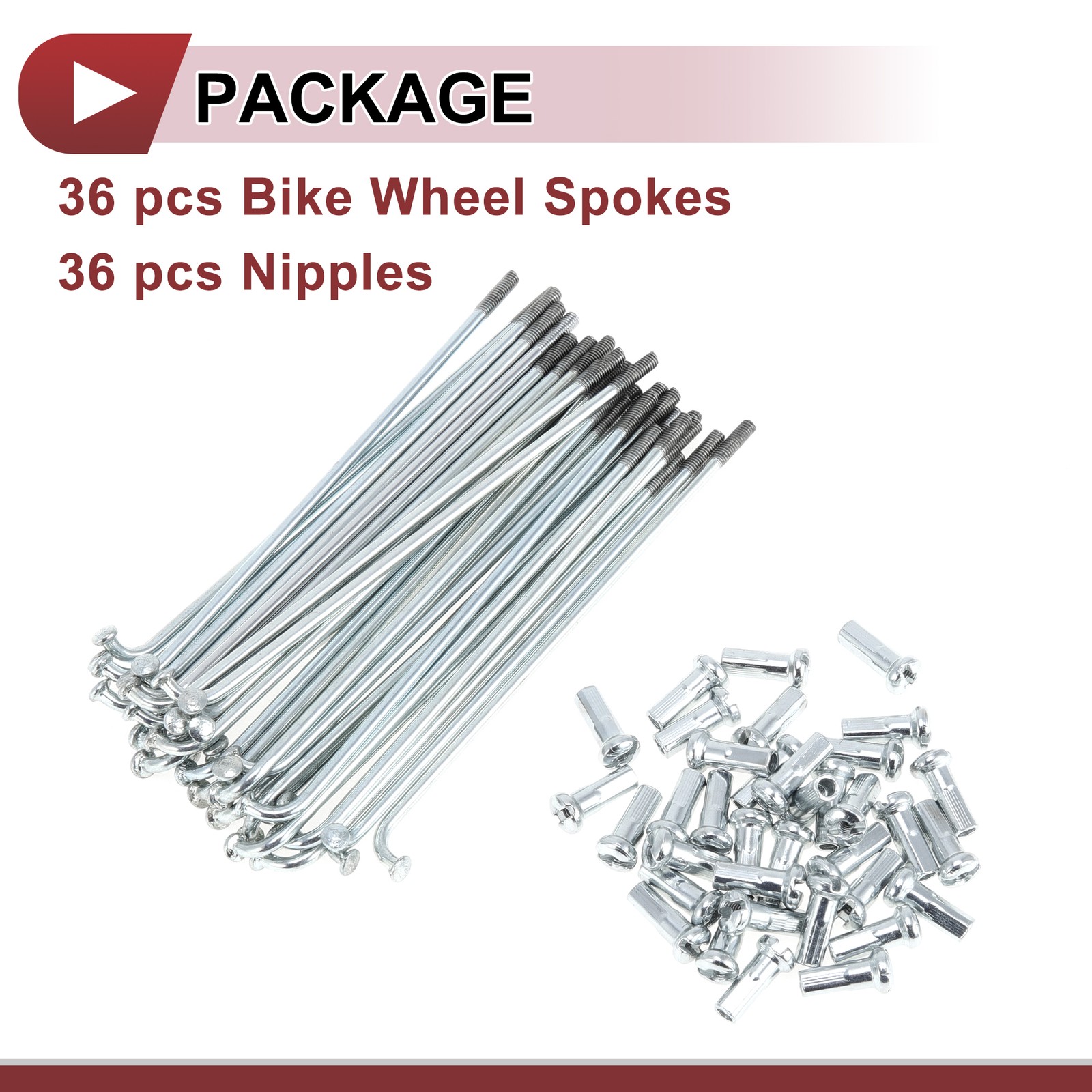 36 Set Bike Spokes 13G 89mm Galvanized Steel for Bicycle