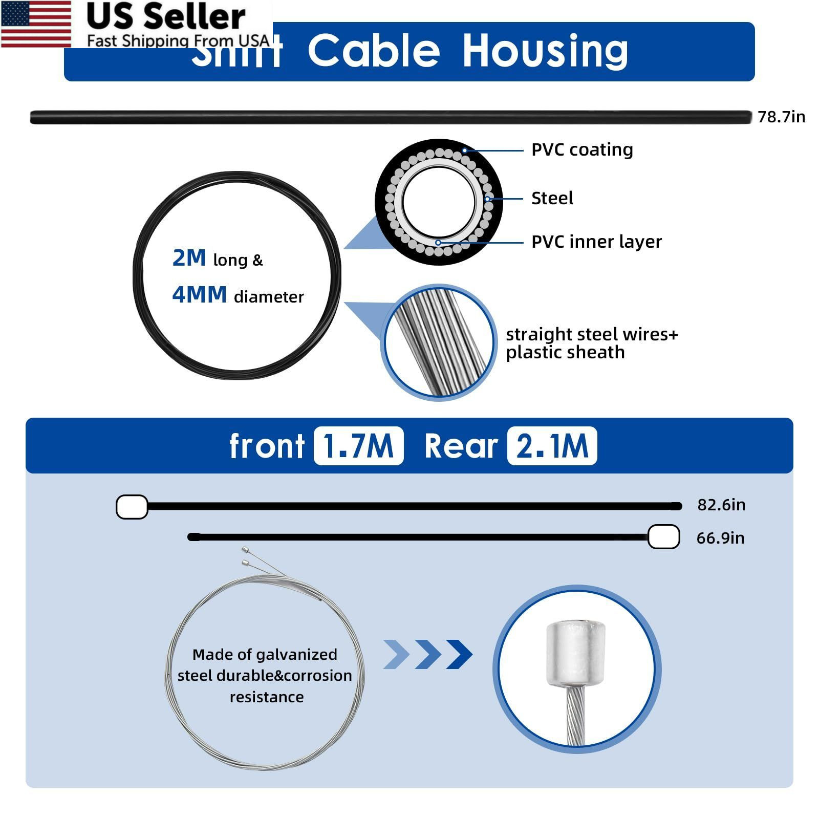 Universal Bike Brake Cable and Shift As shown in the picture, Black