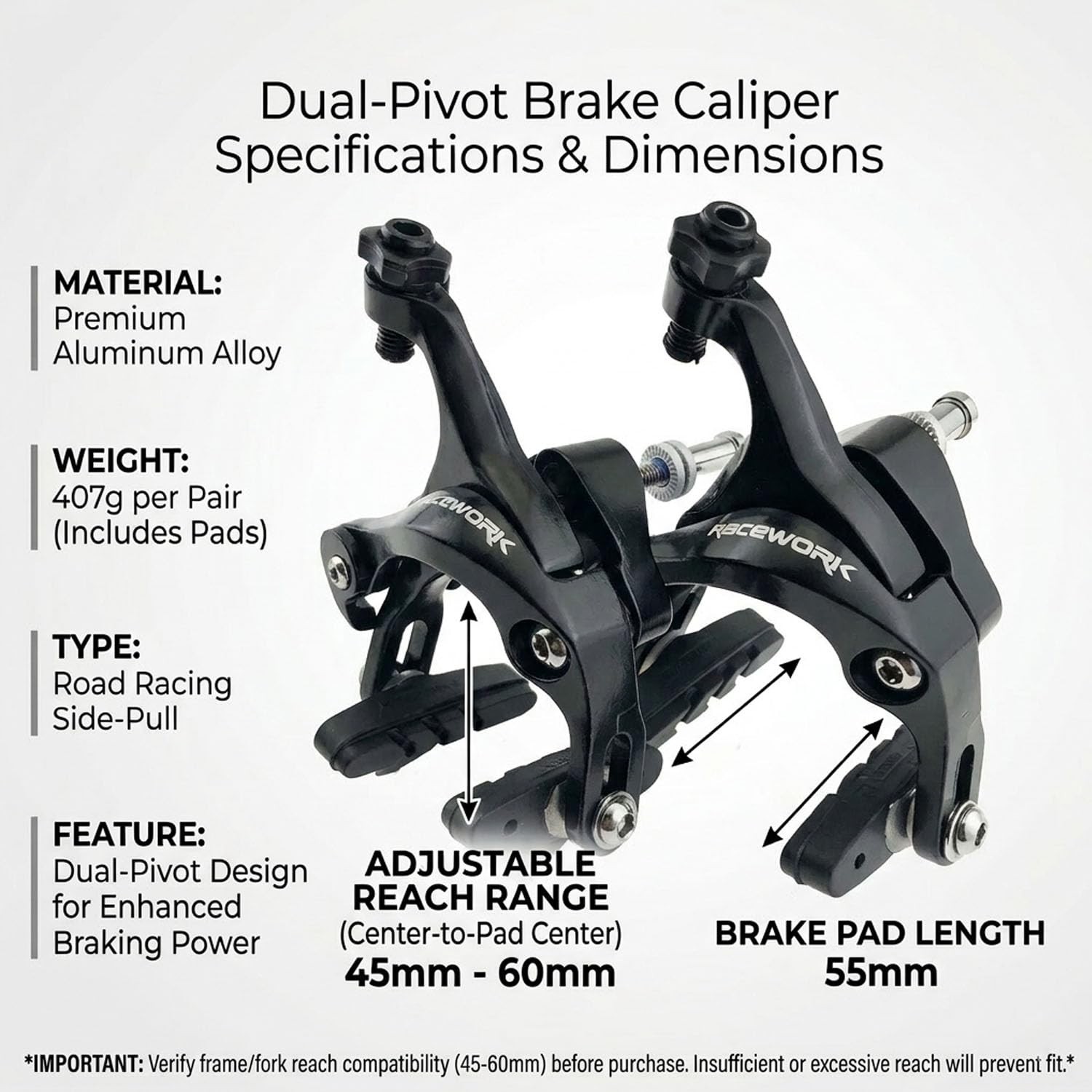 Double Pivot Road Bike Brakes – Aluminum Side Pull Caliper Set for Front and Rea