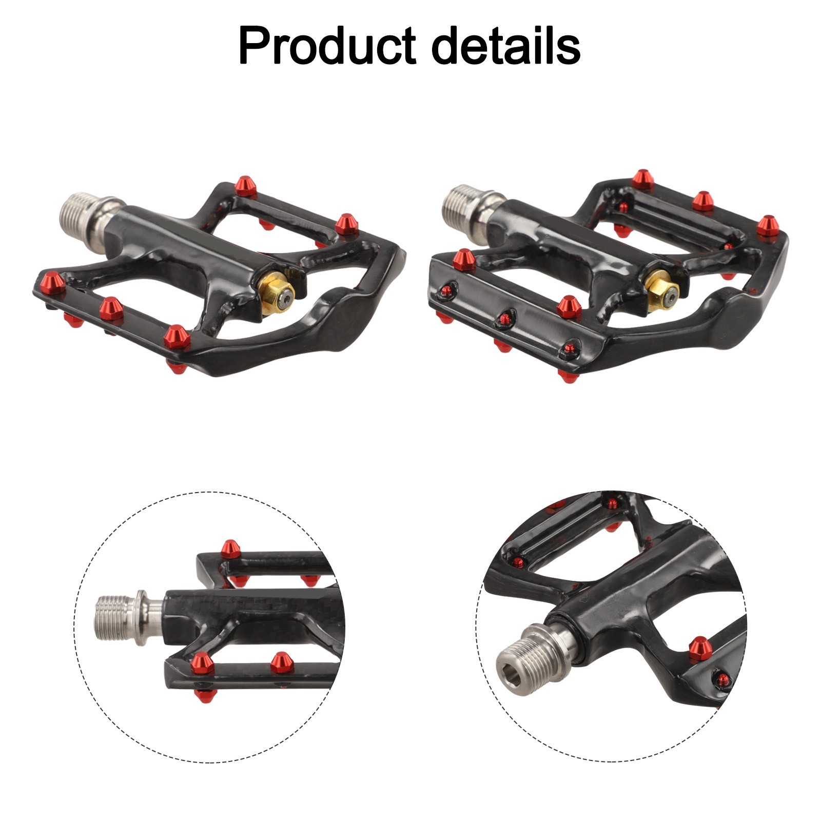Ultralight Carbon Fiber Bicycle Pedals Pair with 3 Sealed Bearings 180g