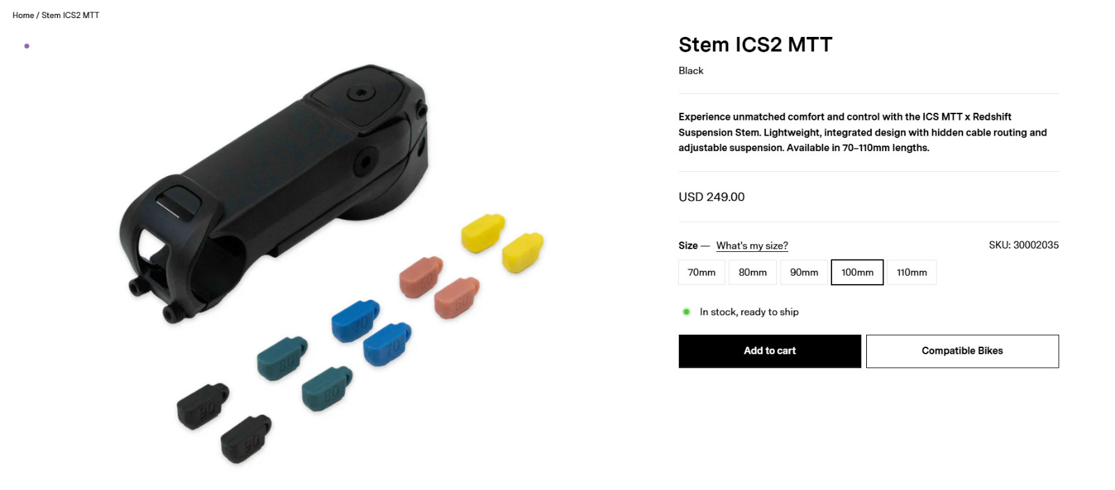 100mm BMC (Redshift) suspension stem. Takeoff from new BMC Amp X Gravel Bike