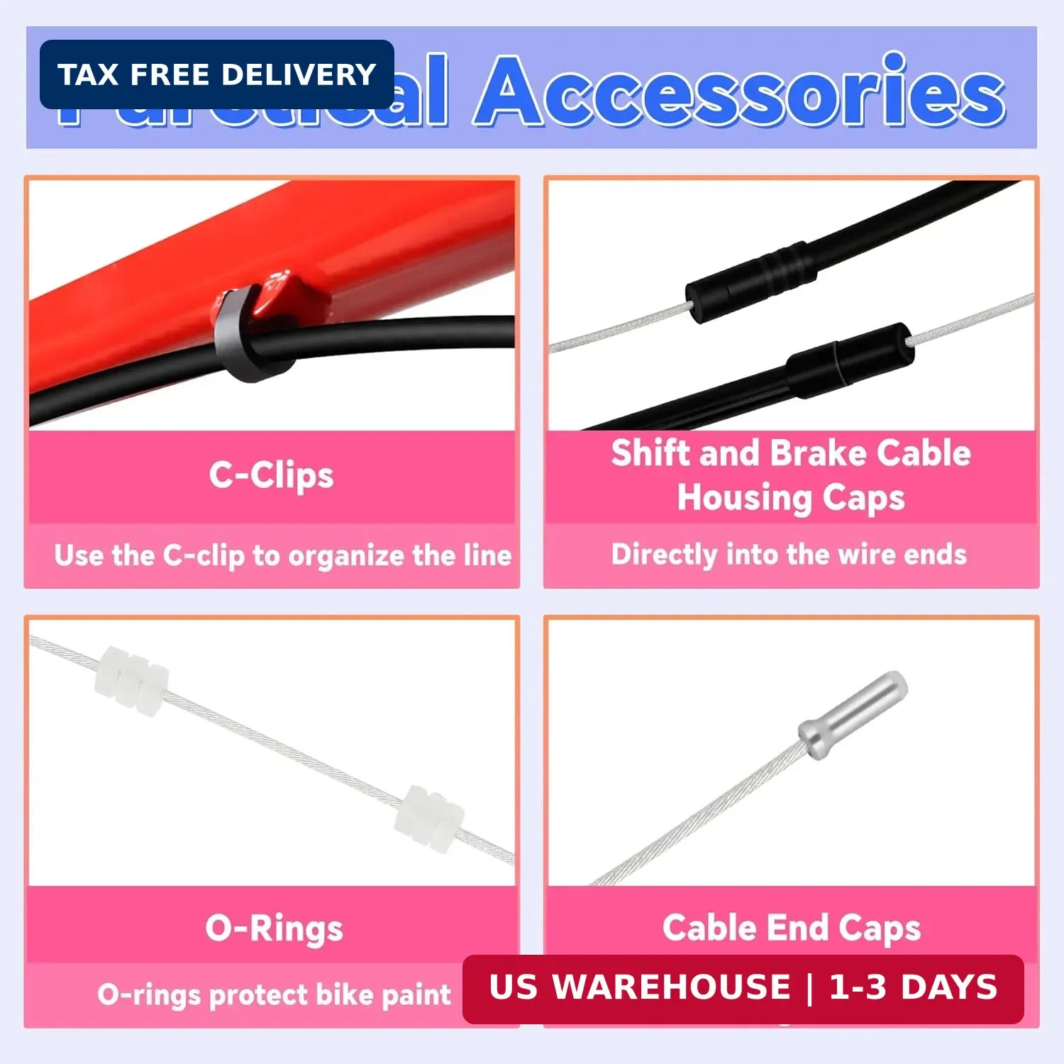 103Pcs Bike Brake Cable Kit with Stainless Steel Wire Cutter, Including Brake an