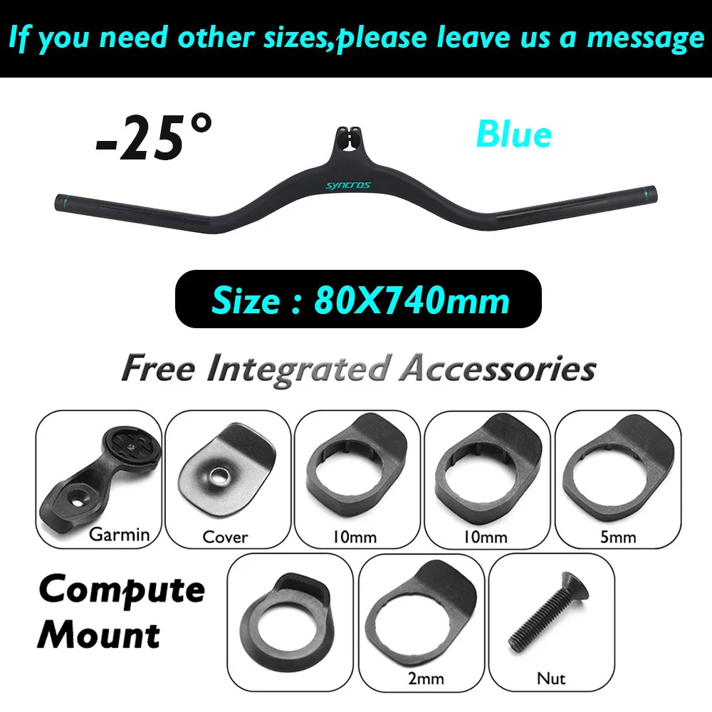 Full Carbon Fiber Integrated Mountain Bike Handlebar 28.6mm Clamp 740mm Width