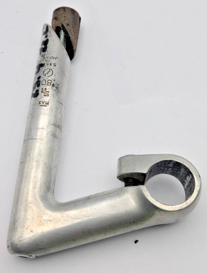 SR CUSTOM QUILL STEM JAPAN 22.2 CLAMP 25.4MM 80MM SILVER ALUMINUM SAKAE 5355