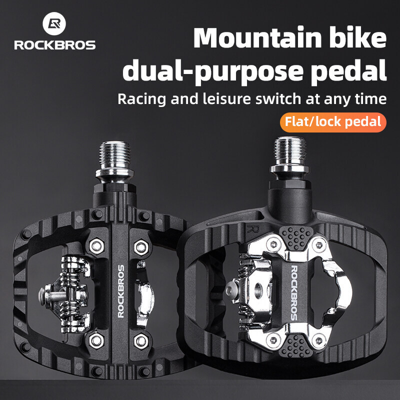 ROCKBROS MTB Lock/Flat Pedals Double Sealed Clipless SPD Cleats Ultralight Pedal
