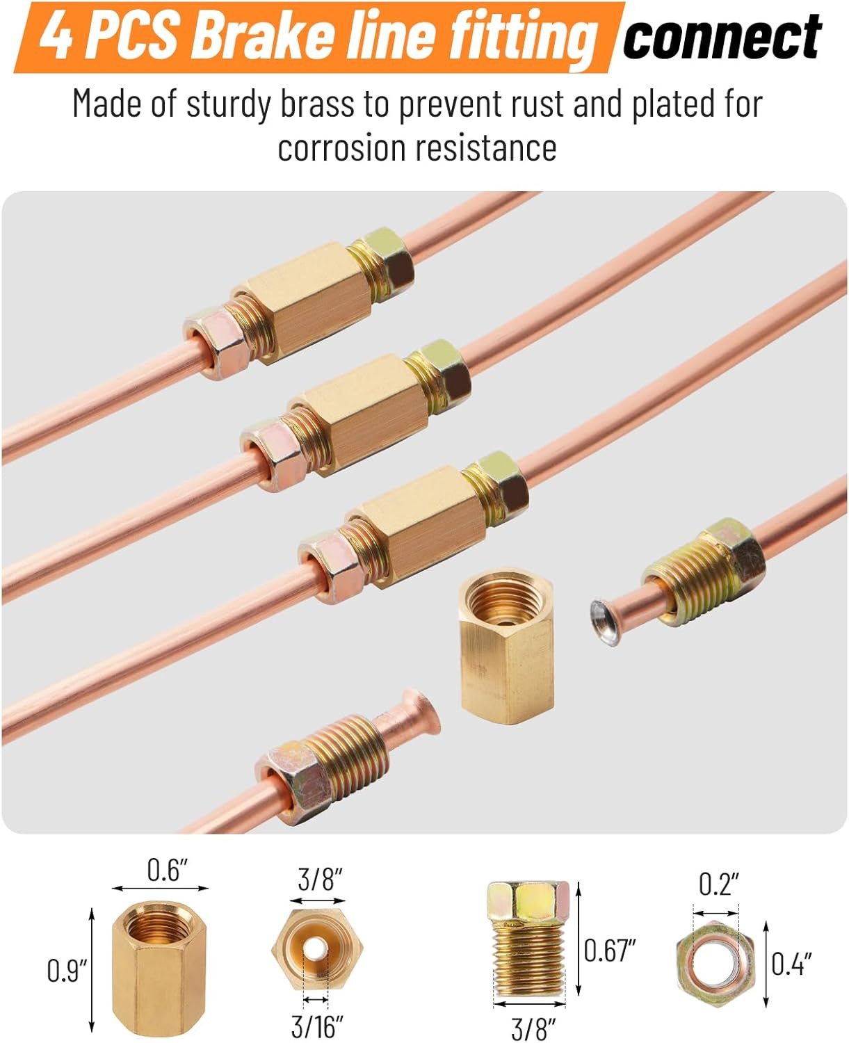 25 Ft 3/16″ Copper-Nickel Alloy Non-Magnetic Brake Line Kit (Includes 16 Fitting