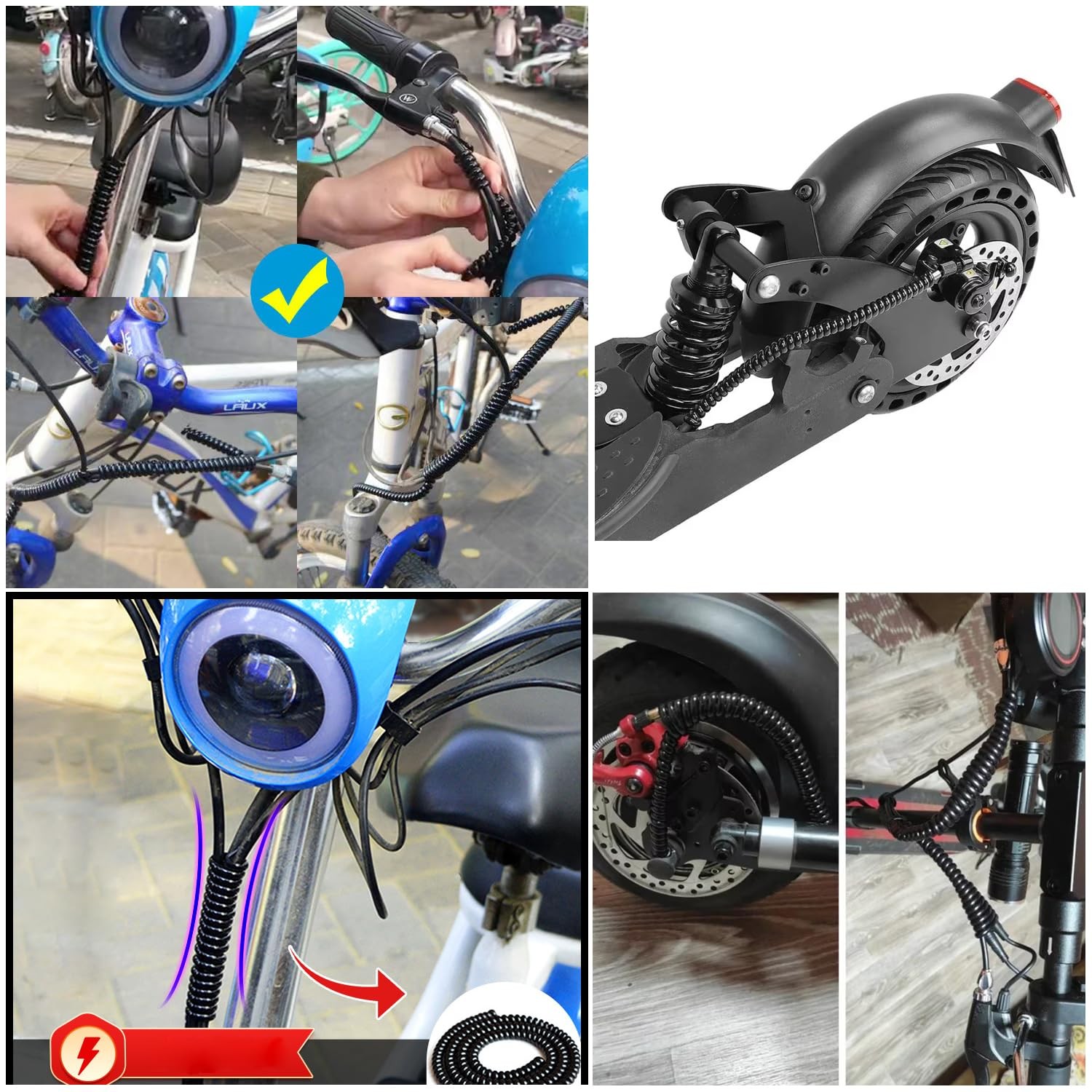 SquEqu 2 Pack Bike Brake Length: 1000mm, Diameter: 8mm, Red, White, Black