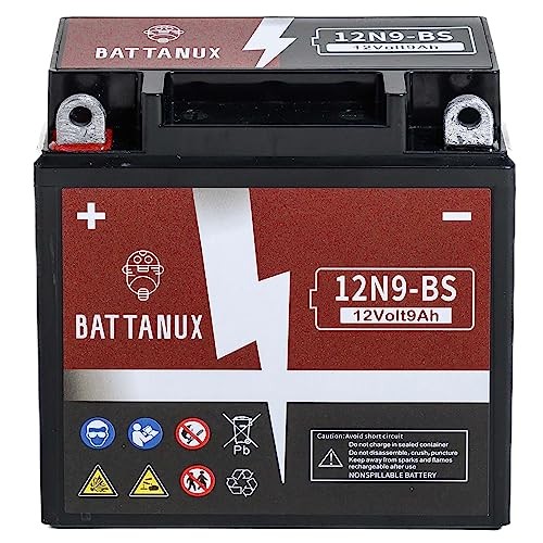 12N9-BS Gel Motorcycle Battery, 12V9Ah Non-Spillable Maintenance-Free Power