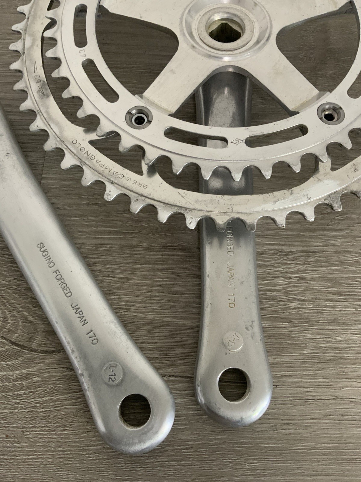 SUGINO AERO MAXY CRANKSET DOUBLE 53-43 TOOTH 170 MM ARMS 6, 7, OR 8 SPEED