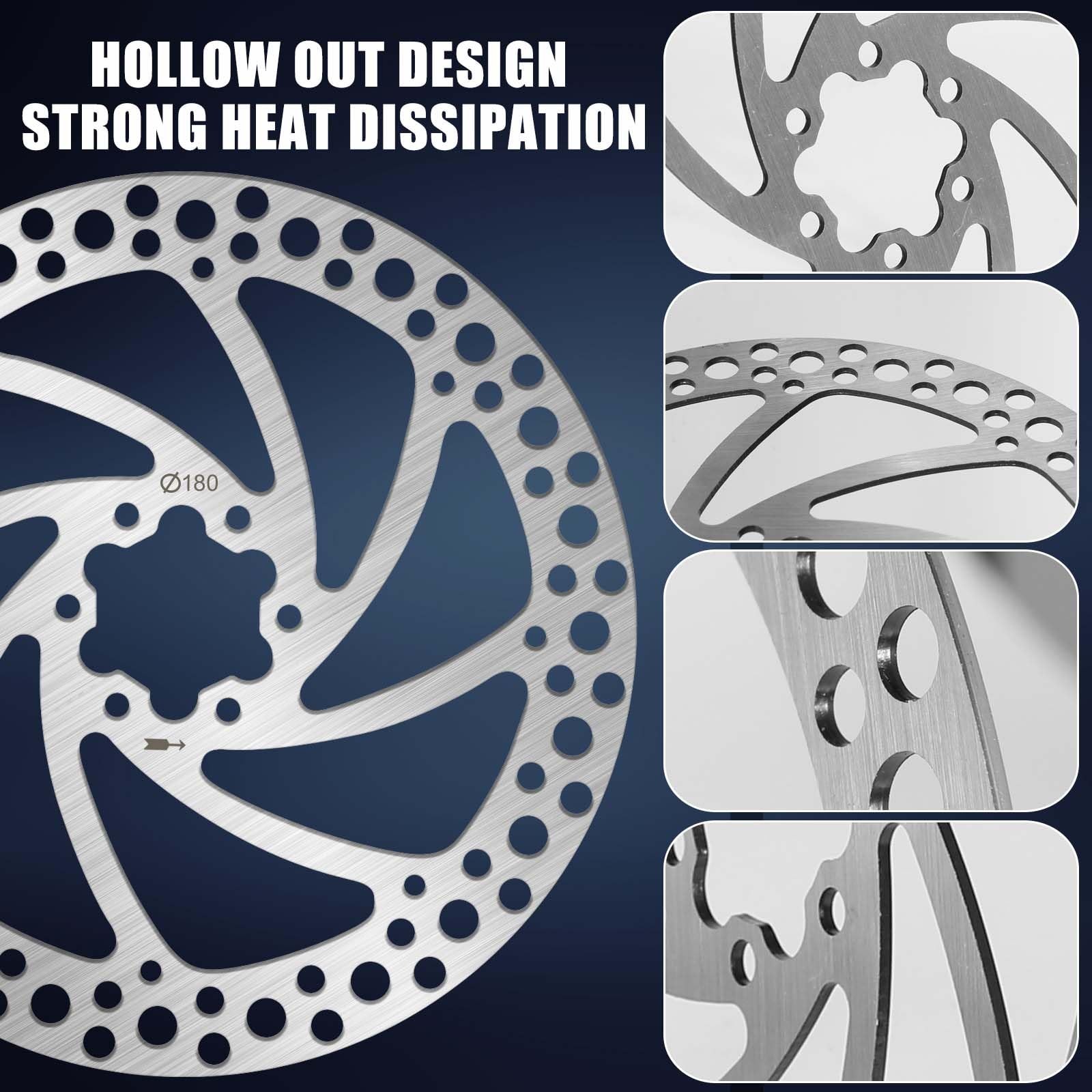 BUCKLOS 140mm 160mm 180mm 203mm MTB Disc Brake Rotor with 6 180MM, sliver-A