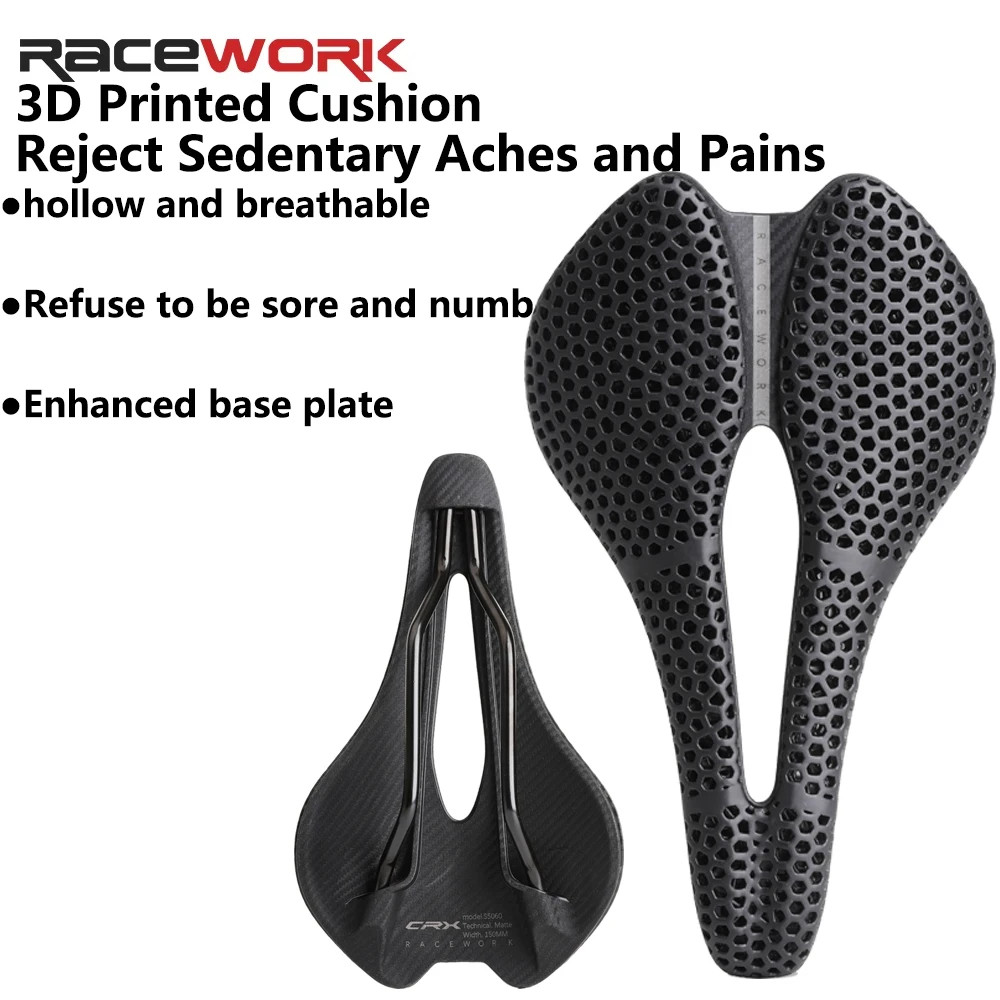 RACEWORK 3D Printed Bike Saddle Short Nose 250x150mm Road MTB Gravel Ultralight