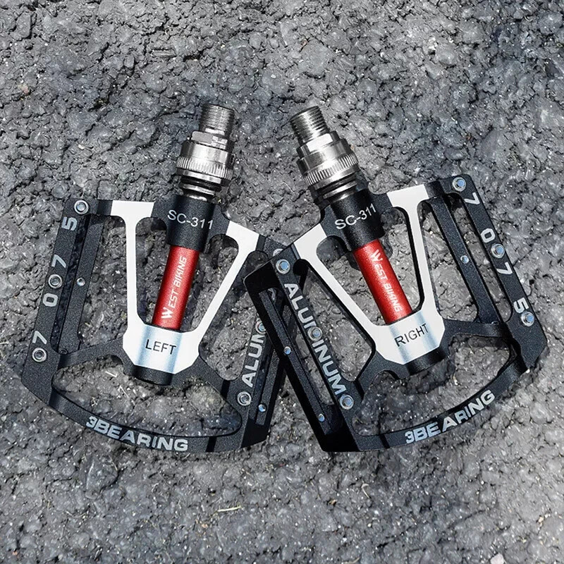 WEST BIKING Quick Release MTB Bike Bicycle Pedals 3 Sealed Bearing a Pair Black