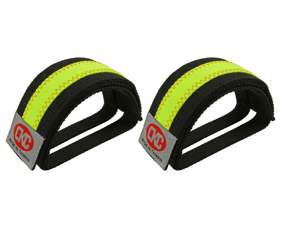 NEW! GENUINE DOUBLE NULON BICYCLE PEDAL TOE STRAPS IN YELLOW/BLACK.